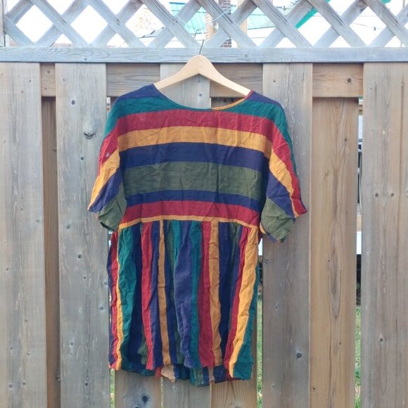 SHEIN Mulvari Multi-Stripe Tunic DressShort Sleeve Shirt Women's 1XL - Picture 6 of 6